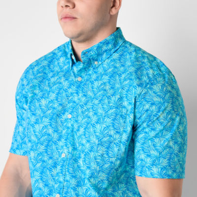 St. John's Bay Mens Short Sleeve Classic Fit Big and Tall Button-Down Shirt