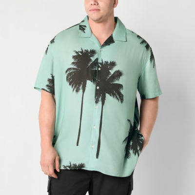 Arizona Big and Tall Mens Short Sleeve Button-Down Shirt