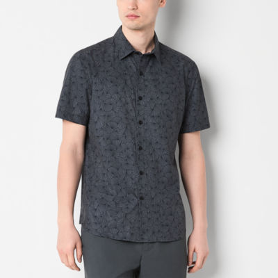 Stylus Mens Regular Fit Short Sleeve Geometric Button-Down Shirt