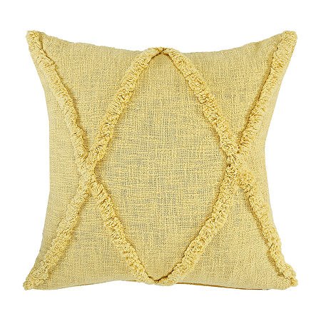 Lr Home Aaina Modern Square Throw Pillow, One Size, Yellow