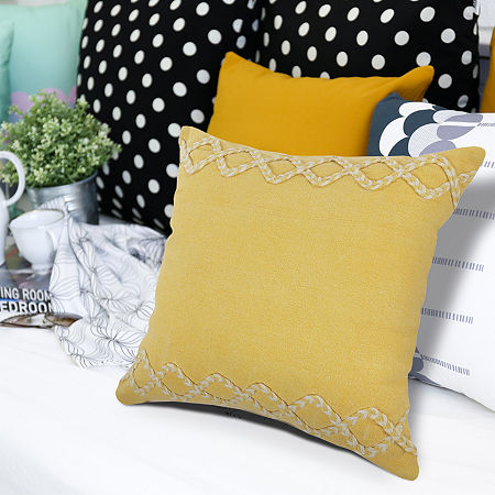 Lr Home Cabo Geometric Square Throw Pillow, One Size, Yellow