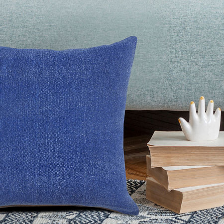 Lr Home Saba Solid Square Throw Pillow, One Size, Blue