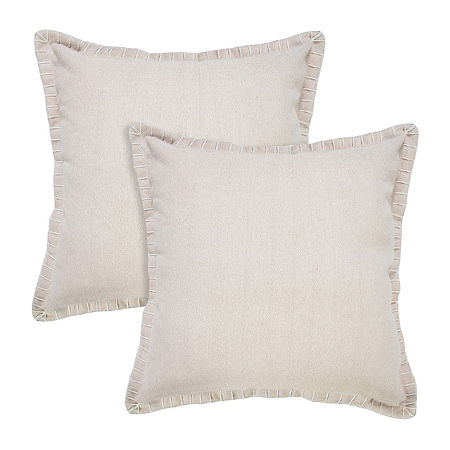 Lr Home Ron Solid Set Square Throw Pillow, One Size, Beige