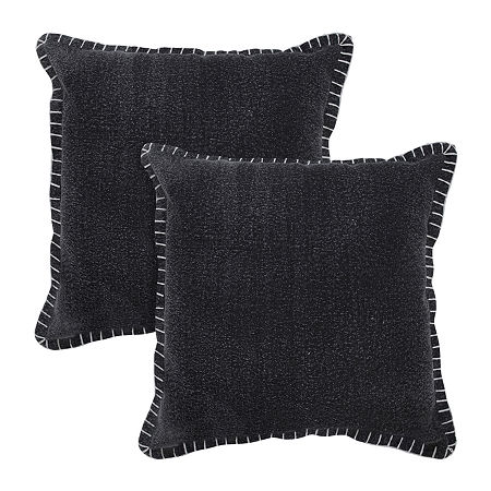 Lr Home Ron Solid Set Square Throw Pillow, One Size, Black