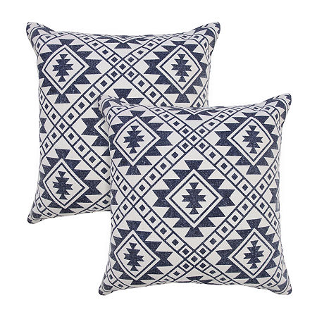 Lr Home Sen Tribal Set Square Throw Pillow, One Size, Blue