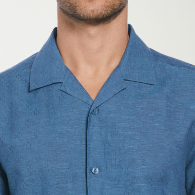 Cubavera Mens Regular Fit Short Sleeve Button-Down Shirt