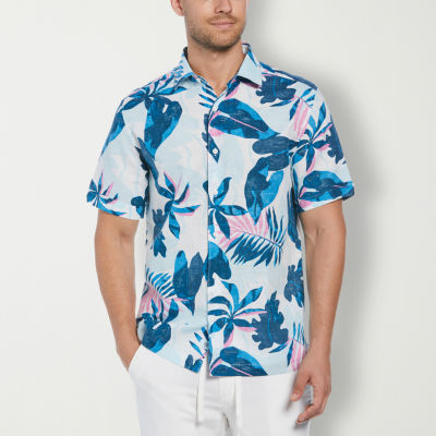 Cubavera Mens Regular Fit Short Sleeve Floral Button-Down Shirt