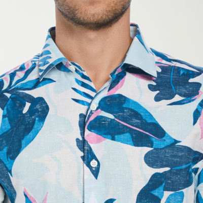 Cubavera Mens Classic Fit Short Sleeve Floral Button-Down Shirt