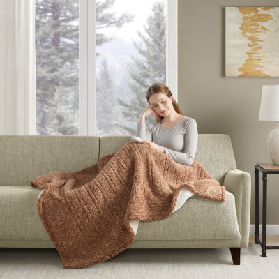 True North By Sleep Philosophy Marbled Sherpa Heated Washable Electric Midweight Throw