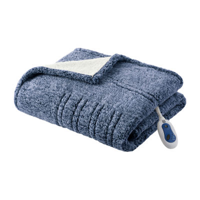 True North By Sleep Philosophy Marbled Sherpa Heated Washable Midweight Electric Throws