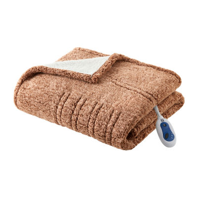 True North By Sleep Philosophy Marbled Sherpa Heated Washable Electric Midweight Throw
