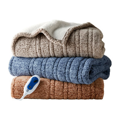 True North By Sleep Philosophy Marbled Sherpa Heated Washable Electric Midweight Throw