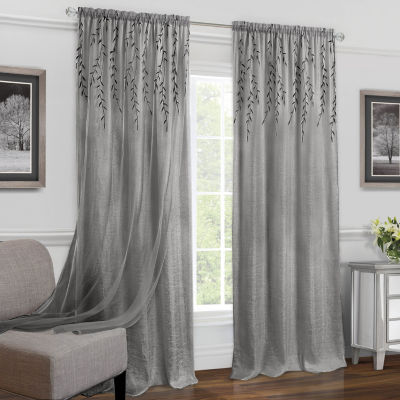 Achim Willow Light-Filtering Rod Pocket Single Curtain Panel