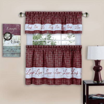 Achim Live; Love; Laugh 3-pc. Rod Pocket Kitchen Curtain Window Set