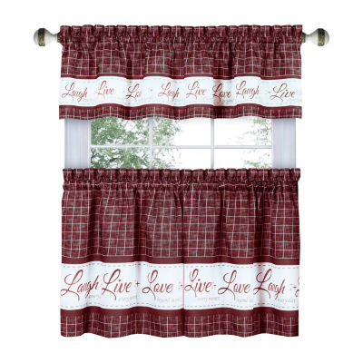 Achim Live; Love; Laugh 3-pc. Rod Pocket Kitchen Curtain Window Set