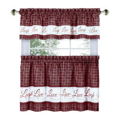Achim Live; Love; Laugh 3-pc. Rod Pocket Kitchen Curtains & Drapes Window Set