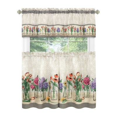 Achim Garden Blooms 3-pc. Rod Pocket Kitchen Curtains & Drapes Window Sets