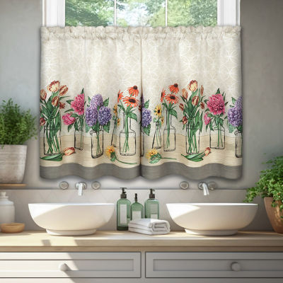 Achim Garden Blooms 3-pc. Rod Pocket Kitchen Curtain Window Set