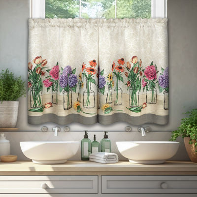 Achim Garden Blooms 3-pc. Rod Pocket Kitchen Curtains & Drapes Window Sets