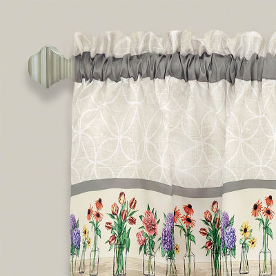 Achim Garden Blooms 3-pc. Rod Pocket Kitchen Curtain Window Set