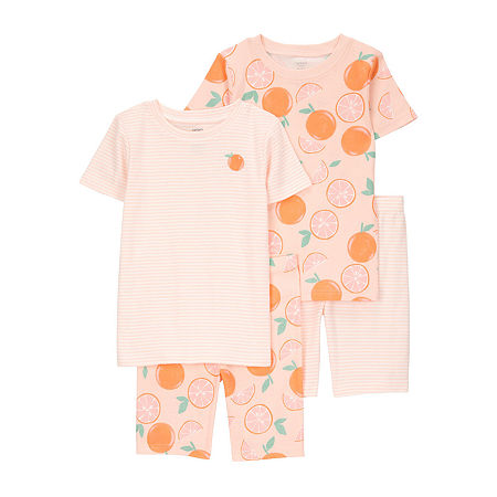 Carter's Little & Big Girls 4-pc. Pajama Set, 4, Orange