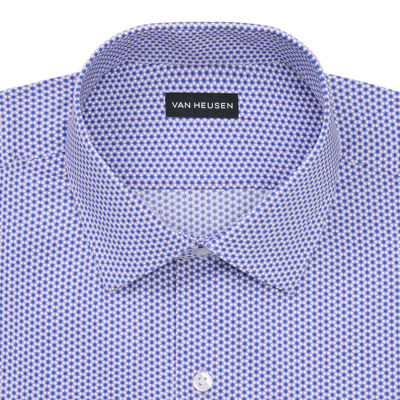 Van Heusen Fitted Everyday Defense Stain Shield Mens Modern Fit Stretch Fabric Wrinkle Free Long Sleeve Dress Shirt