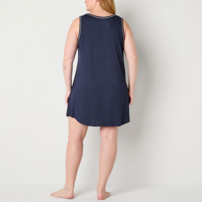 Liz Claiborne Cool and Calm Womens U Neck Sleeveless Plus Nightshirt