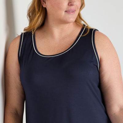 Liz Claiborne Cool and Calm Womens U Neck Sleeveless Plus Nightshirt