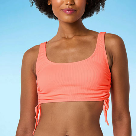 Decree Neon Textured Bralette Bikini Swimsuit Top Juniors, Xx-large, Orange