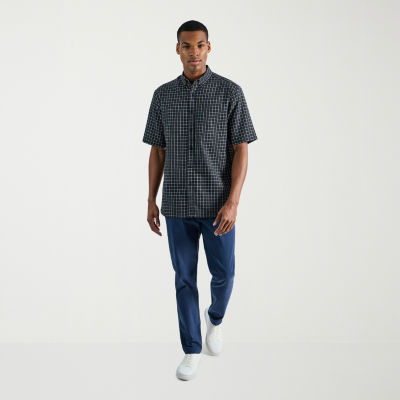 Haggar Life Khaki Mens Short Sleeve Regular Fit Button-Down Shirt