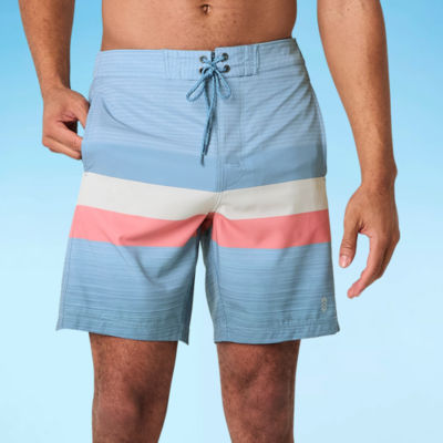 Free Country Mens Drawstring Waist Quick Dry Striped Board Shorts