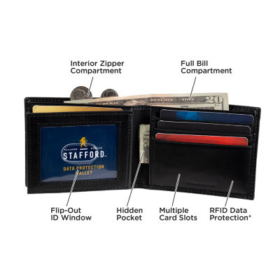 Stafford Mens Extra Capacity Rfid Blocking Bifold Wallet