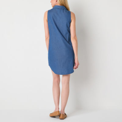 St. John's Bay Womens Sleeveless Floral Shift Dress