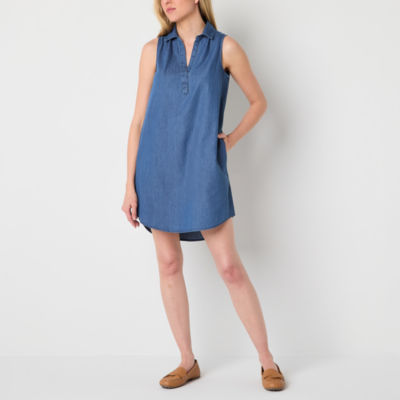St. John's Bay Womens Sleeveless Floral Shift Dress
