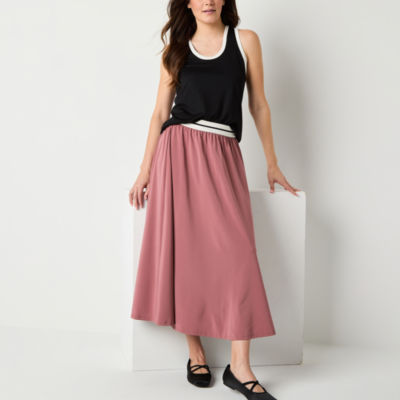 Stylus Womens High Rise Long A-Line Skirt