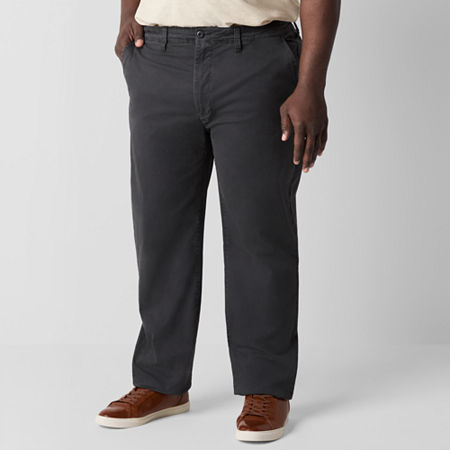 mutual weave Standard Chino Mens Big and Tall Relaxed Fit Flat Front Pant, 44 34, Black