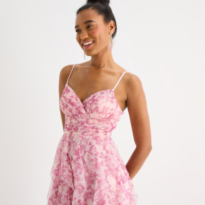 Radiante Couture Womens Juniors Plus V Neck Floral A-Line Dress