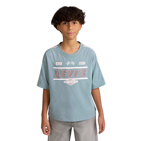 Levi's Big Kid Boys Crew Neck Short Sleeve Regular Fit Graphic T-Shirt, X-large, Gray