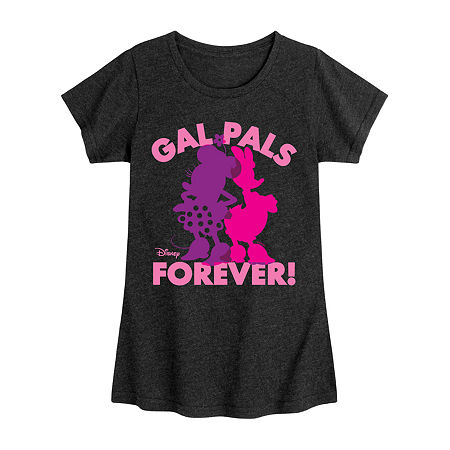Disney Collection Little & Big Kid Girls Crew Neck Short Sleeve Regular Fit Minnie Mouse Graphic T-Shirt, Large, Black