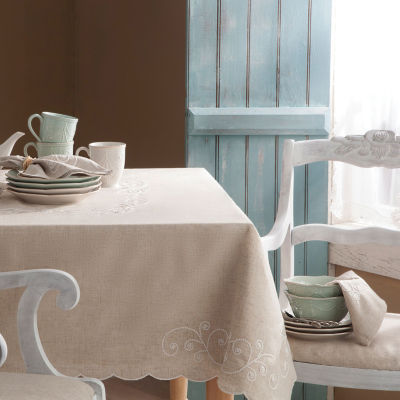 Lenox French Perle Linen Embroidered Tablecloth