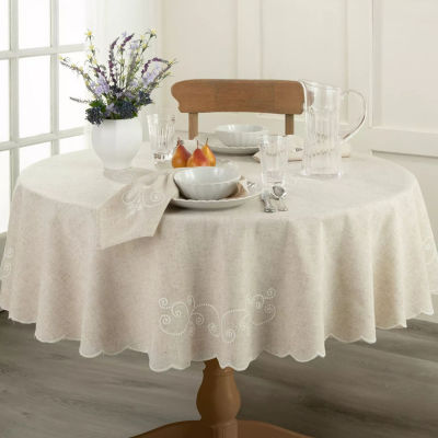 Lenox French Perle Linen Embroidered Tablecloth