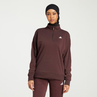 adidas Womens Mock Neck Long Sleeve Active Quarter-Zip Pullover