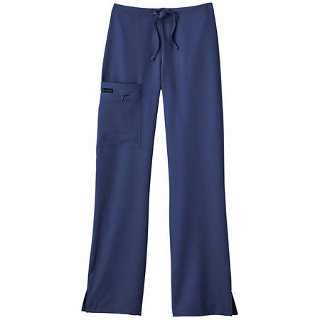 Jockey 2249 Tie-Waist 4-Pocket Womens Petite Scrub Pants, Petite Medium, Blue