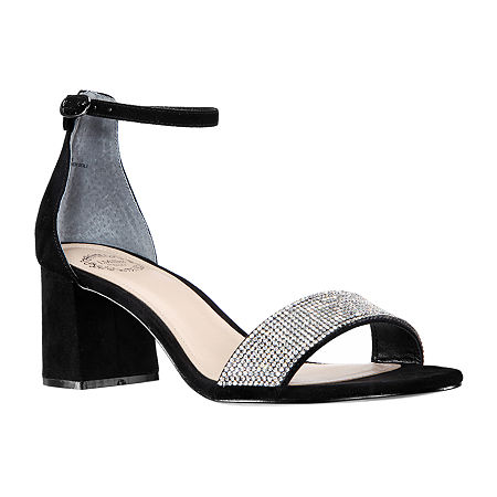 I. Miller Shoes Womens Emely Buckle Open Toe Block Heel Pumps, 9 Medium, Black