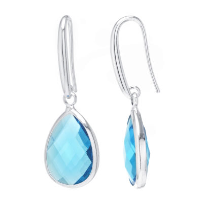 Sparkle Allure Womens Red Crystal Pure Silver Over Brass Drop Earrings