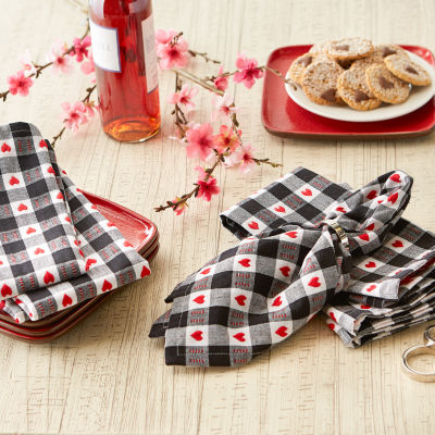 Design Imports Hearts Dobby Check 6-pc. Napkins