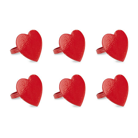 Design Imports Red Heart 6-pc. Napkin Rings, One Size, Red