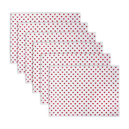 Design Imports Lil Hearts Ribbed 6-pc. Placemats, One Size, Red