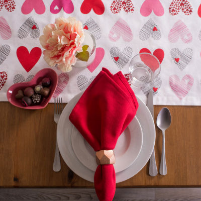 Design Imports Hearts Collage Print Table Runner