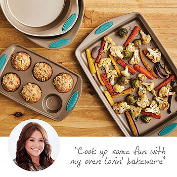 Rachael Ray Bakeware Oven Lovin' Nonstick Double Batch Cookie Pan and  Utensil Set, 4-Pc., Orange Handles
